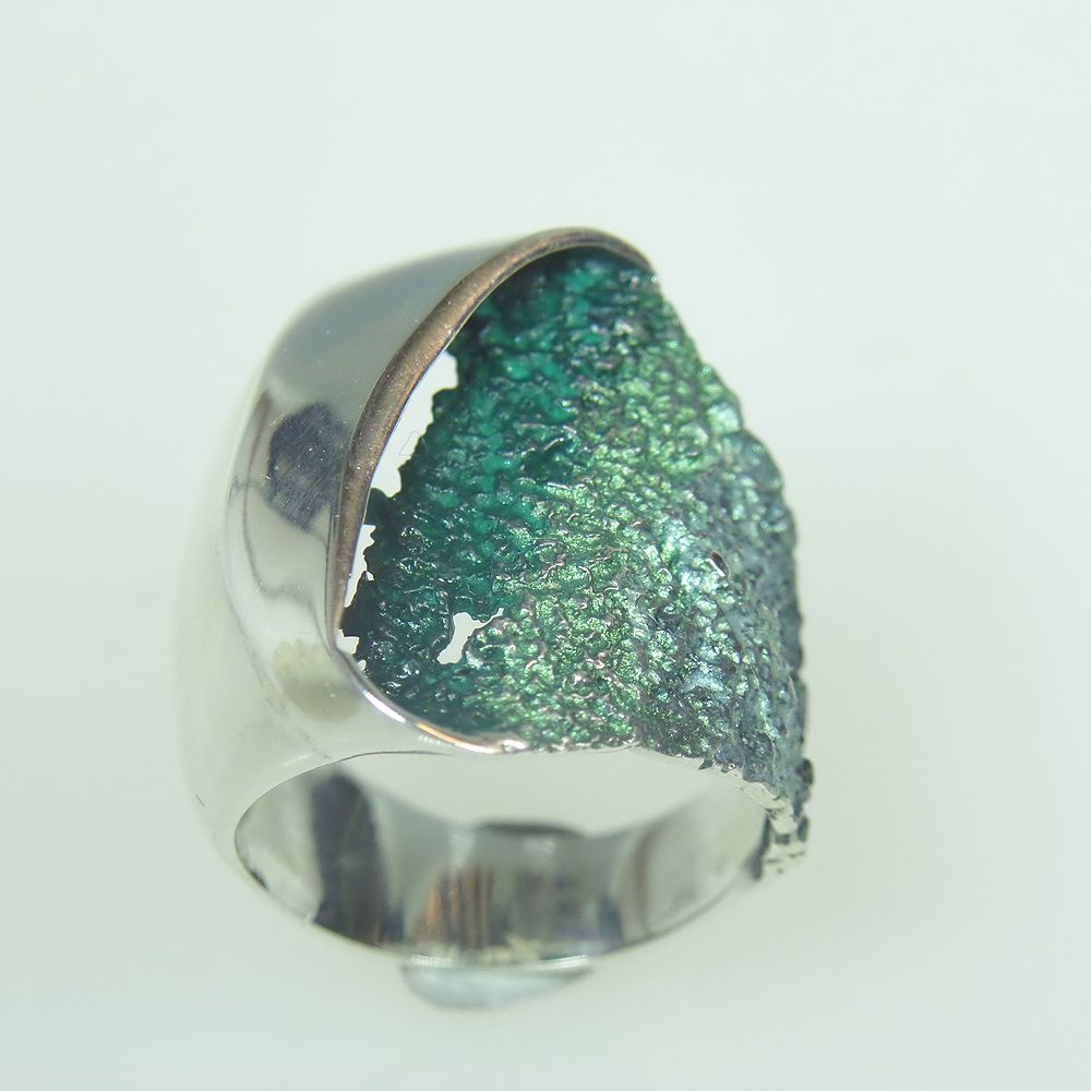 Zilveren ring Gala groen